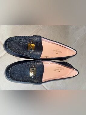kate spade Navy Leather Loafers NWOB
